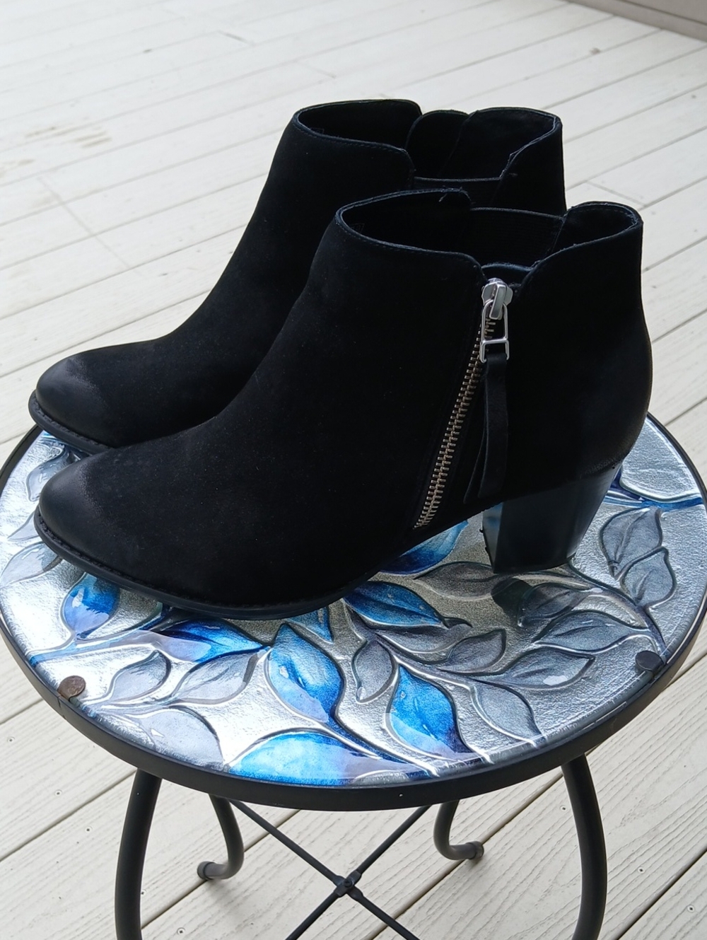 Vionic Women's Black Suede Side-Zip Ankle Booties